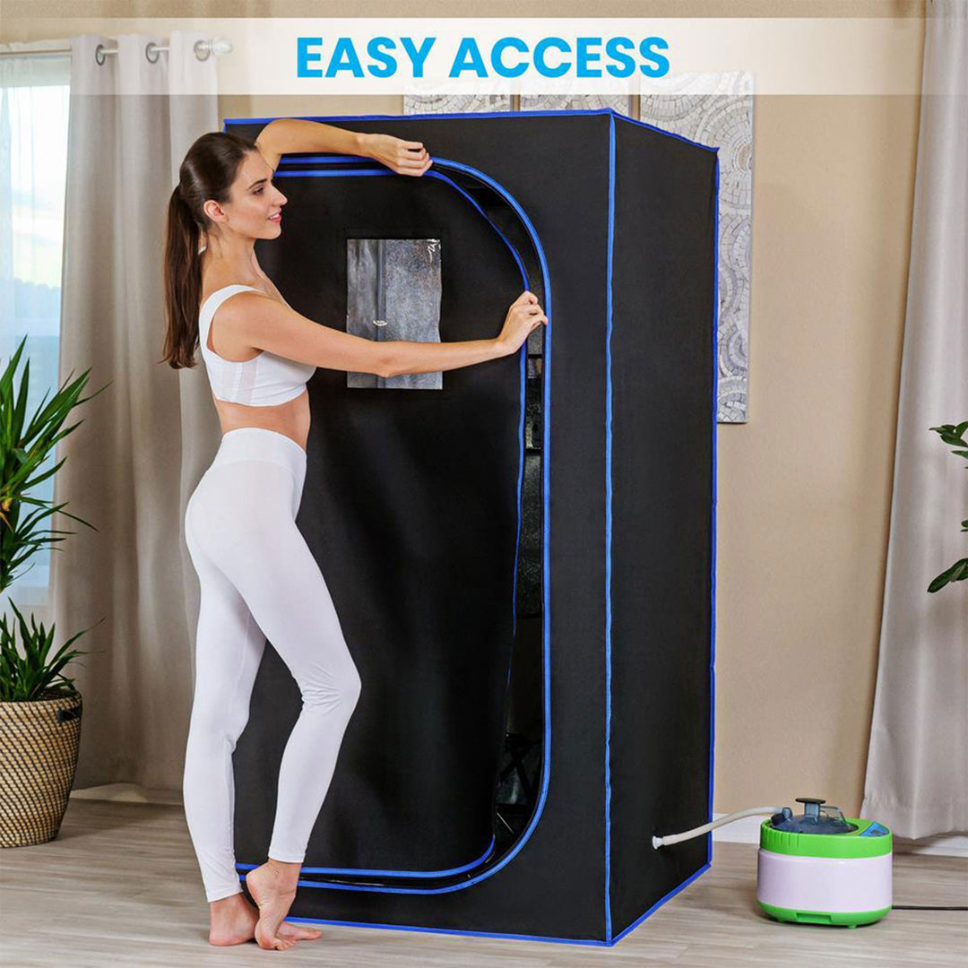 SereneLife Portable Full Size Personal Home Spa Steam Sauna w/ Remote (Open Box)