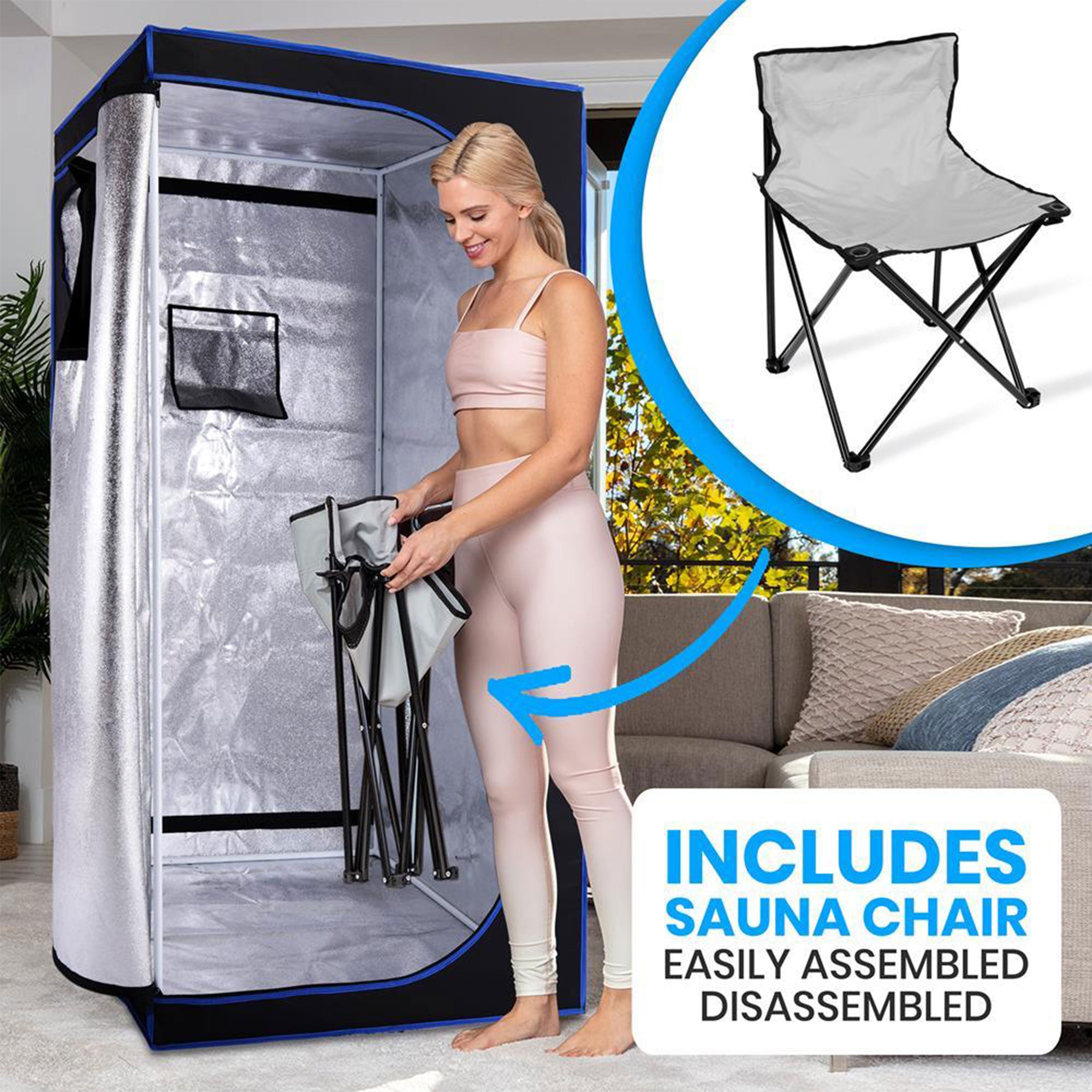 SereneLife Portable Full Size Personal Home Spa Steam Sauna w/ Remote (Open Box)