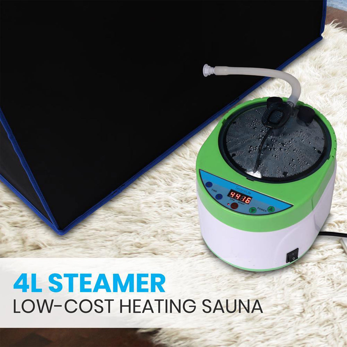 SereneLife Portable Full Size Personal Home Spa Steam Sauna with Remote, Black