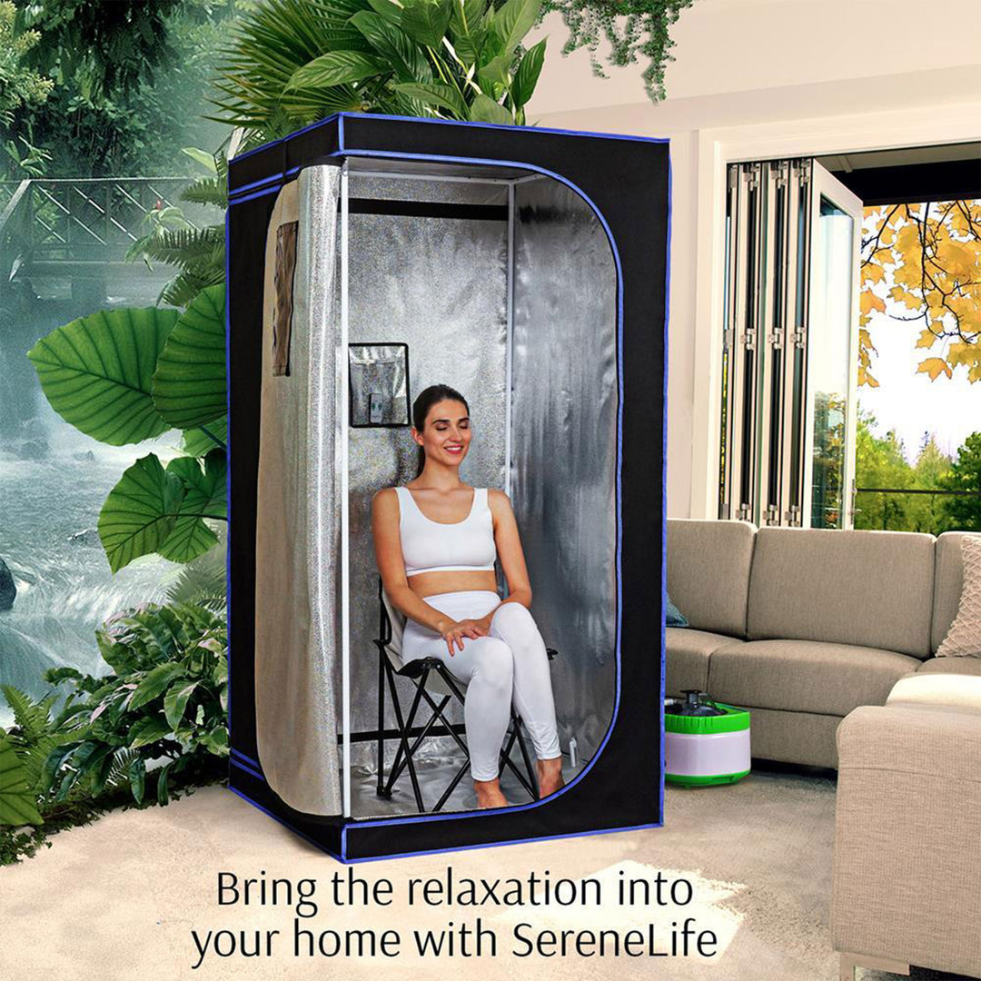 SereneLife Portable Full Size Personal Home Spa Steam Sauna w/ Remote (Open Box)
