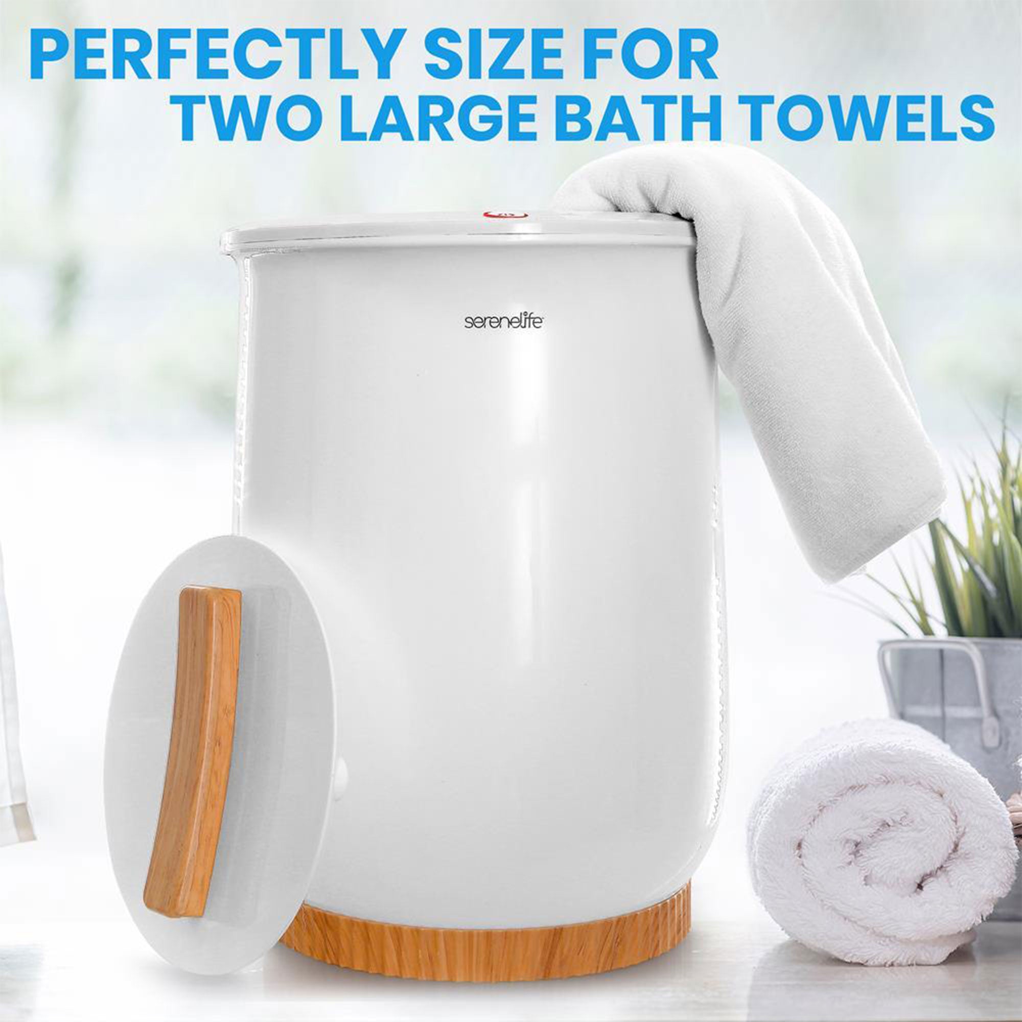 SereneLife Electric Bathroom Spa Bucket Towel Warmer for Bathrobes, White (Used) - VMInnovations