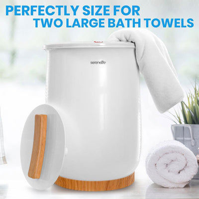 SereneLife Electric Bathroom Spa Bucket Towel Warmer for Bathrobes, White (Used) - VMInnovations