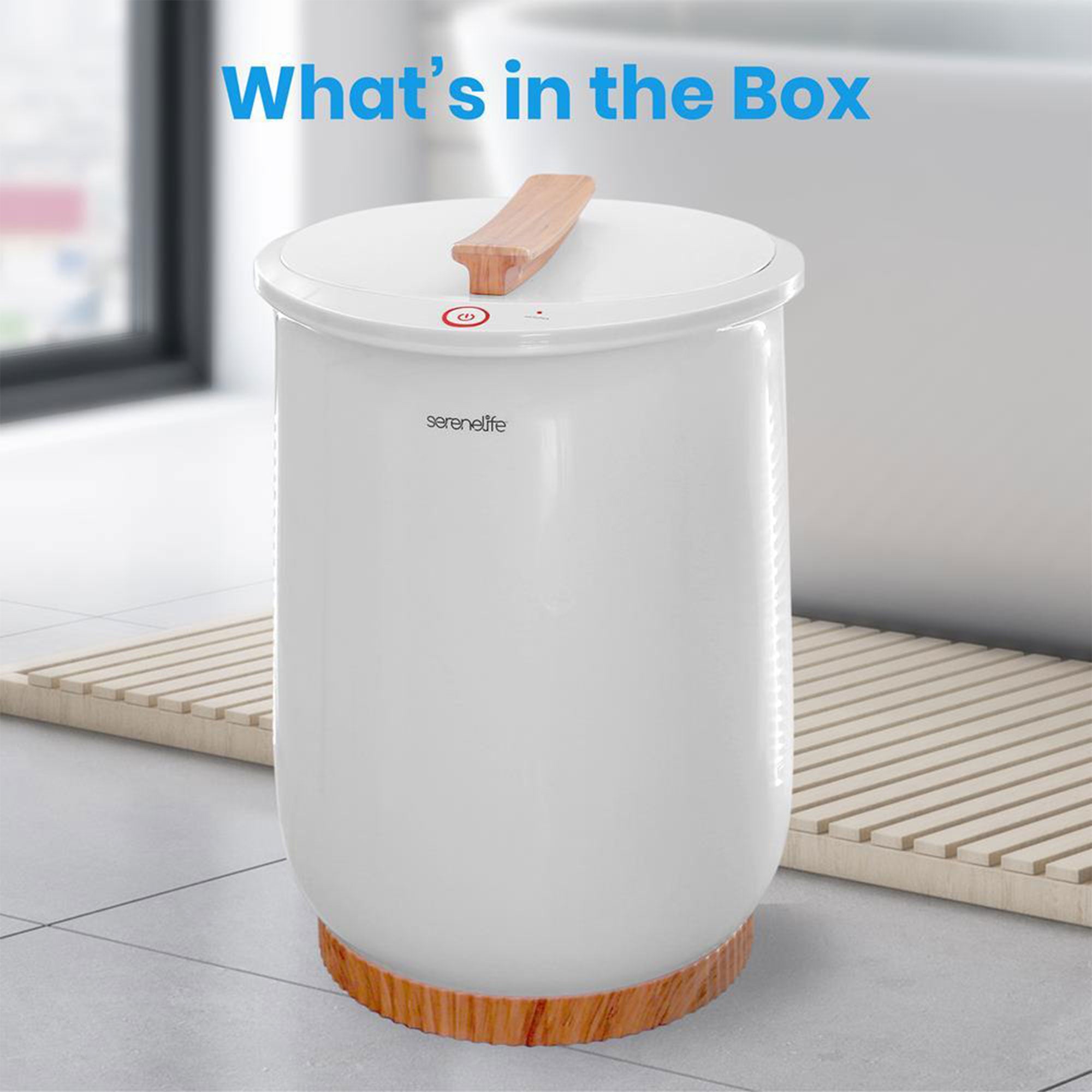 SereneLife Electric Bathroom Spa Bucket Towel Warmer for Bathrobes, White (Used) - VMInnovations