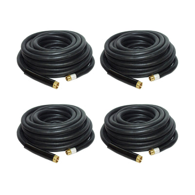 Apache 50 Foot Industrial Rubber Garden Water Hoses with Brass Fittings (4 Pack)