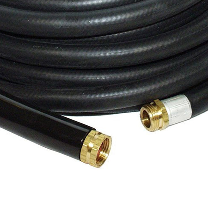 Apache 50 Foot Industrial Rubber Garden Water Hoses with Brass Fittings (2 Pack)