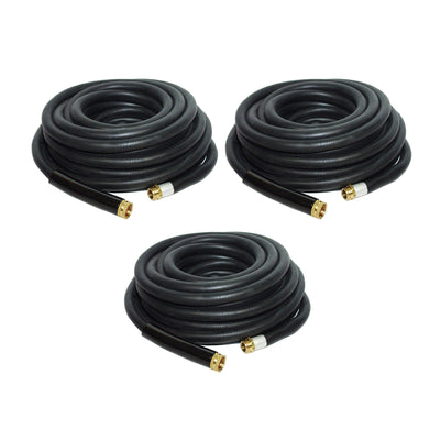 Apache 50 Foot Industrial Rubber Garden Water Hoses with Brass Fittings (3 Pack)