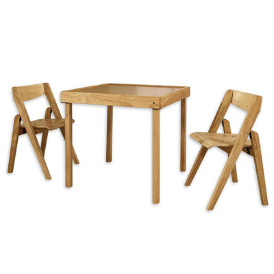 Stackmore Juvenile Kids Folding 3 Pc Wood Table and Chair Furniture Set (Used)