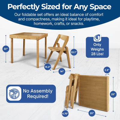 MECO Stakmore Juvenile Kids Folding 3 Pc Wood Table & Chair Furniture (Open Box)