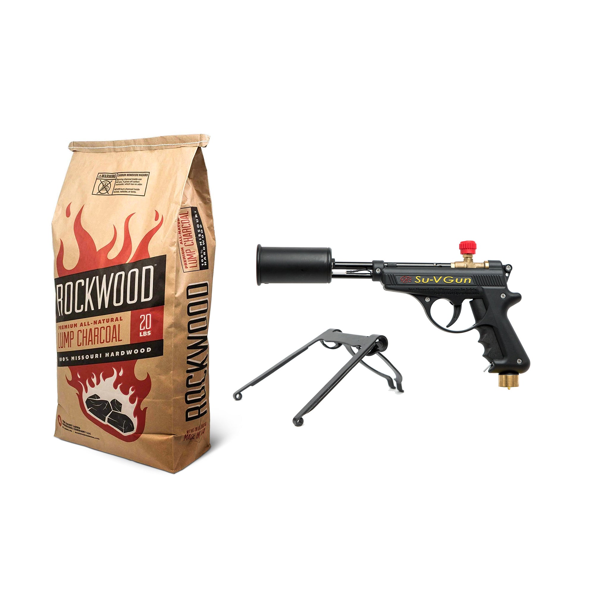 GrillBlazer Basic Propane Torch Gun and Rockwood Charcoal Mix, 20 Pound Bag