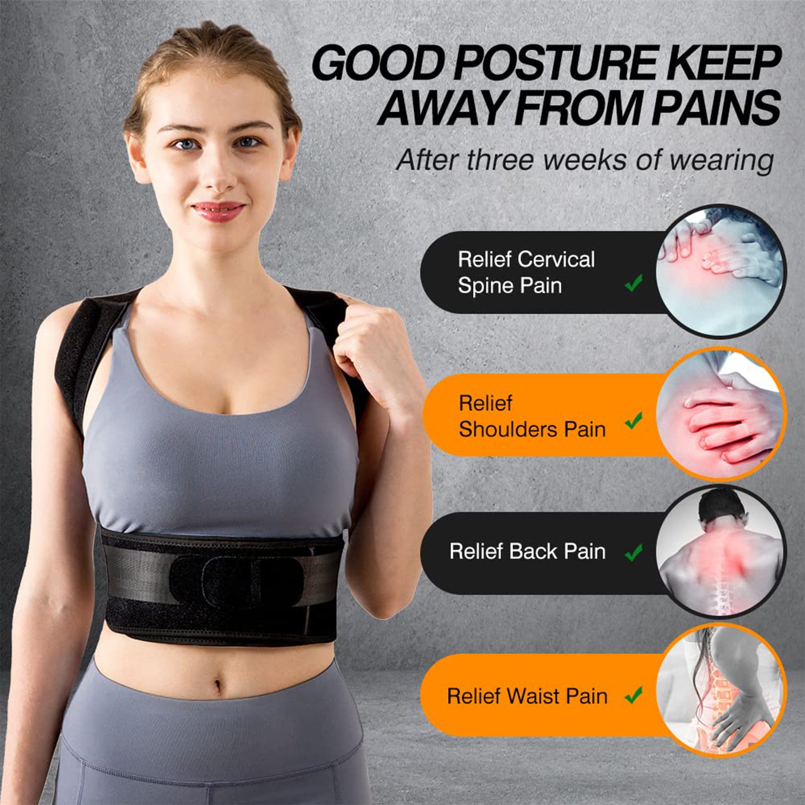 MALOOW Posture Correcting Back Brace for Upper Body Pain Relief, Medium (Used) - VMInnovations