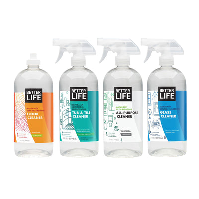 Better Life 4 Cleaner Set w/ Floor, All Purpose, Glass, & Tub and Tile Cleaners