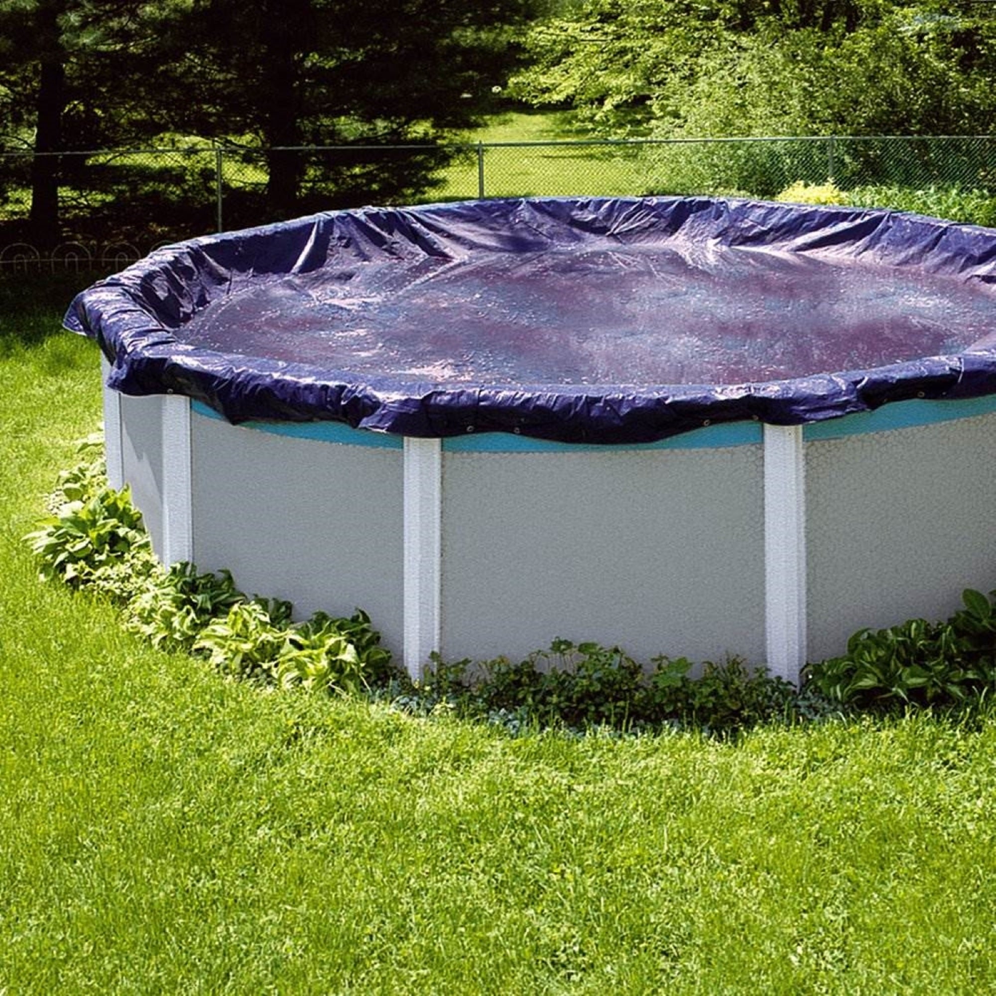Swimline 18 Foot Round Above Ground Winter Swimming Pool Cover, Blue (Used)