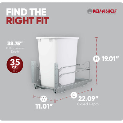 Rev-A-Shelf Pullout Kitchen Trash Can 35 qt. with Soft-close, 53WC-1535SCDM-111