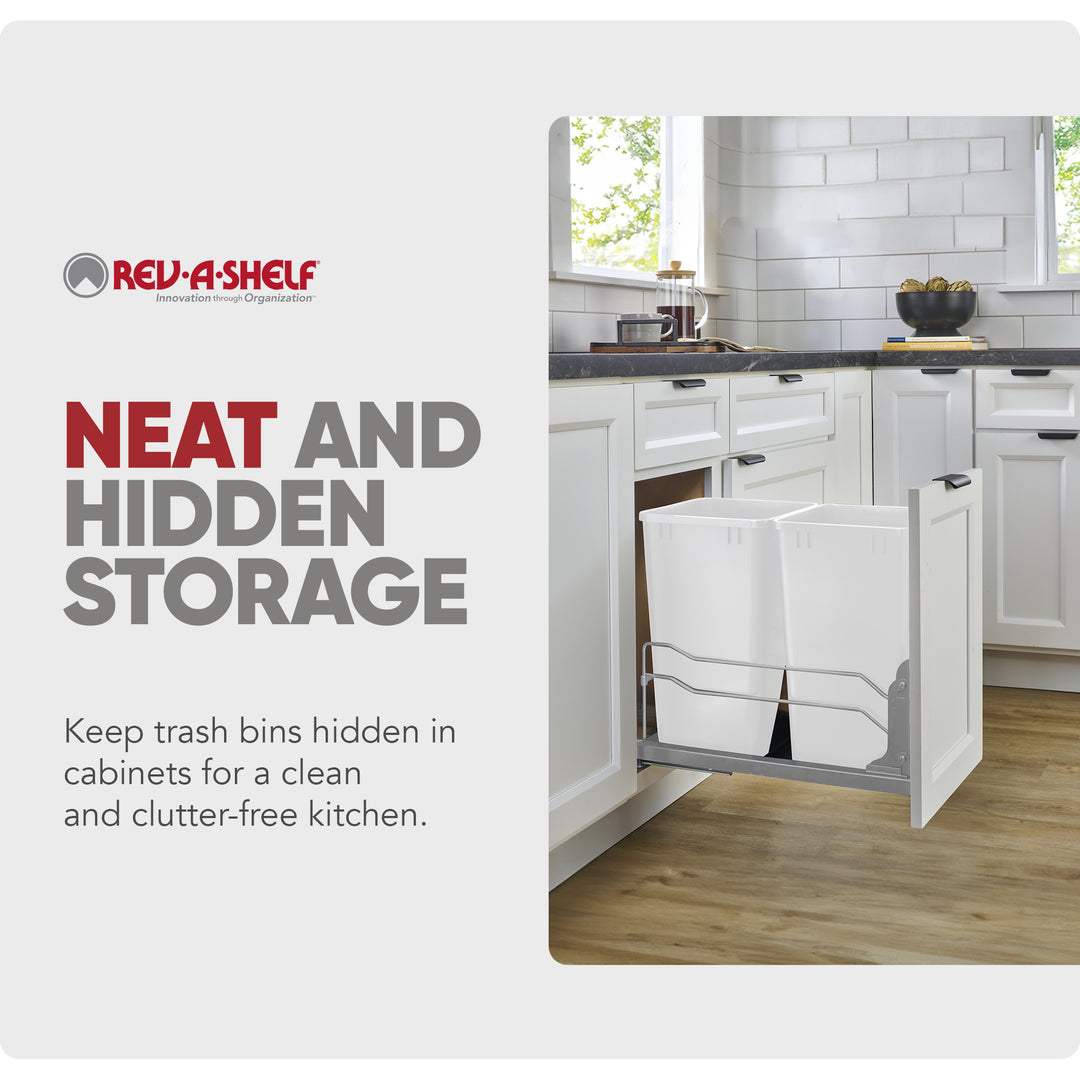 Rev-A-Shelf Double Pullout Trash Cans 35 qt. with Soft-close, 53WC-1835SCDM-211
