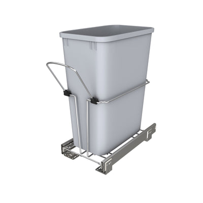 Rev-A-Shelf 32 qt. Universal Waste Container with Rear Basket, RUKD-1432RB-1