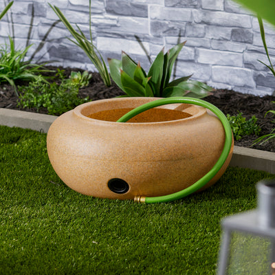 HC Companies 21 In Decorative Plastic Outdoor Garden Hose Storage Pot, Orange - VMInnovations