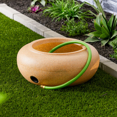 HC Companies 21 In Decorative Plastic Outdoor Garden Hose Storage Pot, Orange - VMInnovations
