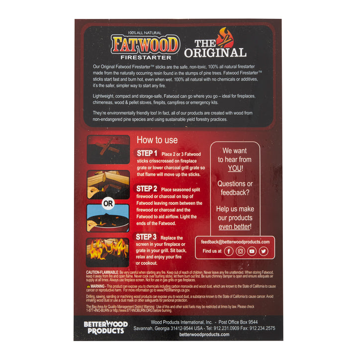 Better Wood Products 18lb Fire Wood Fatwood Firestarter Crate (Open Box) - VMInnovations
