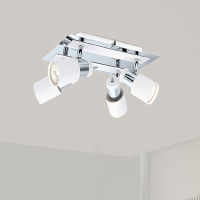 Eglo Davida 9 Inch 4 Light Semi Flush Mount Ceiling Light, Chrome and White - VMInnovations