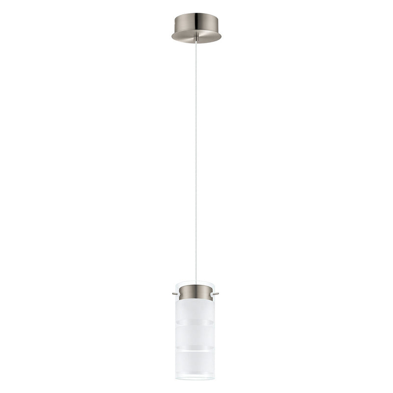 Eglo Lighting Olvero Modern 5 Inch LED Glass Pendant Ceiling Light, Satin Nickel