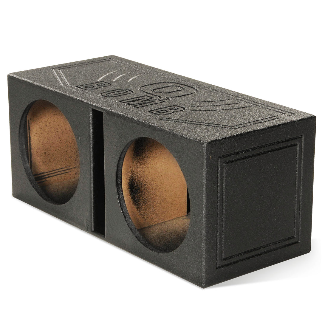 QPower QBOMB12V Dual 12" Vented Ported Subwoofer Sub Box with Bedliner Spray