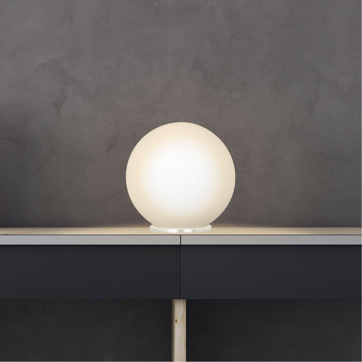 Eglo Rondo 8 Inch 60 Watt Portable Round Orb Glass Table Lamp, White (Open Box)