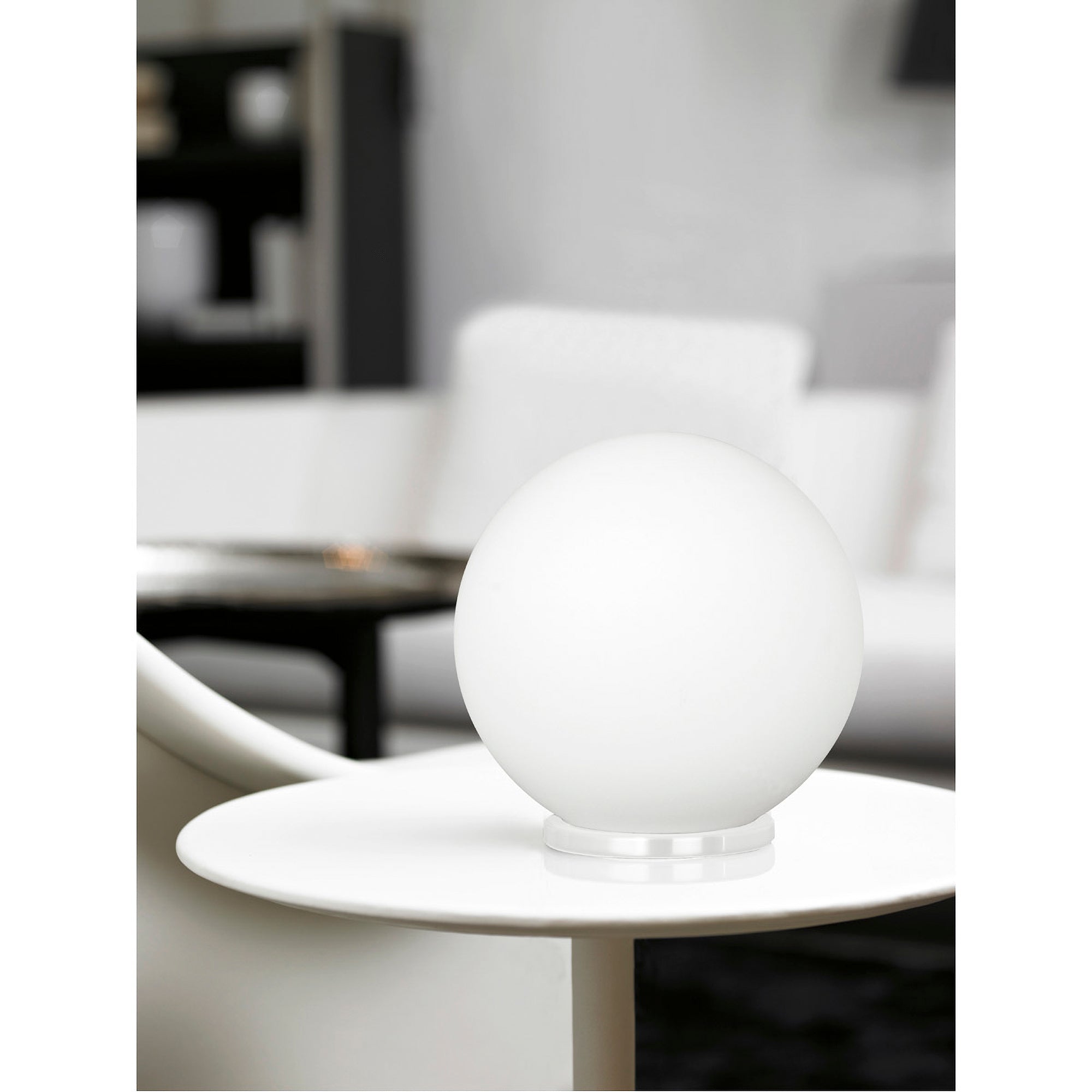Eglo Lighting Rondo 8 Inch 60 Watt Portable Round Orb Glass Table Lamp, White