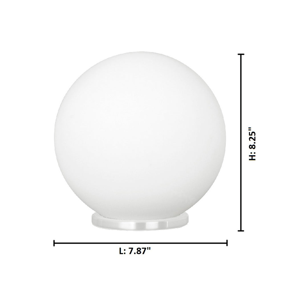 Eglo Rondo 8 Inch 60 Watt Portable Round Orb Glass Table Lamp, White (Open Box)