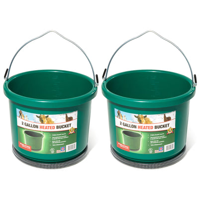 Farm Innovators Model Oversized 2 Gallon Plastic Heated Bucket, 60 Watt (2 Pack)