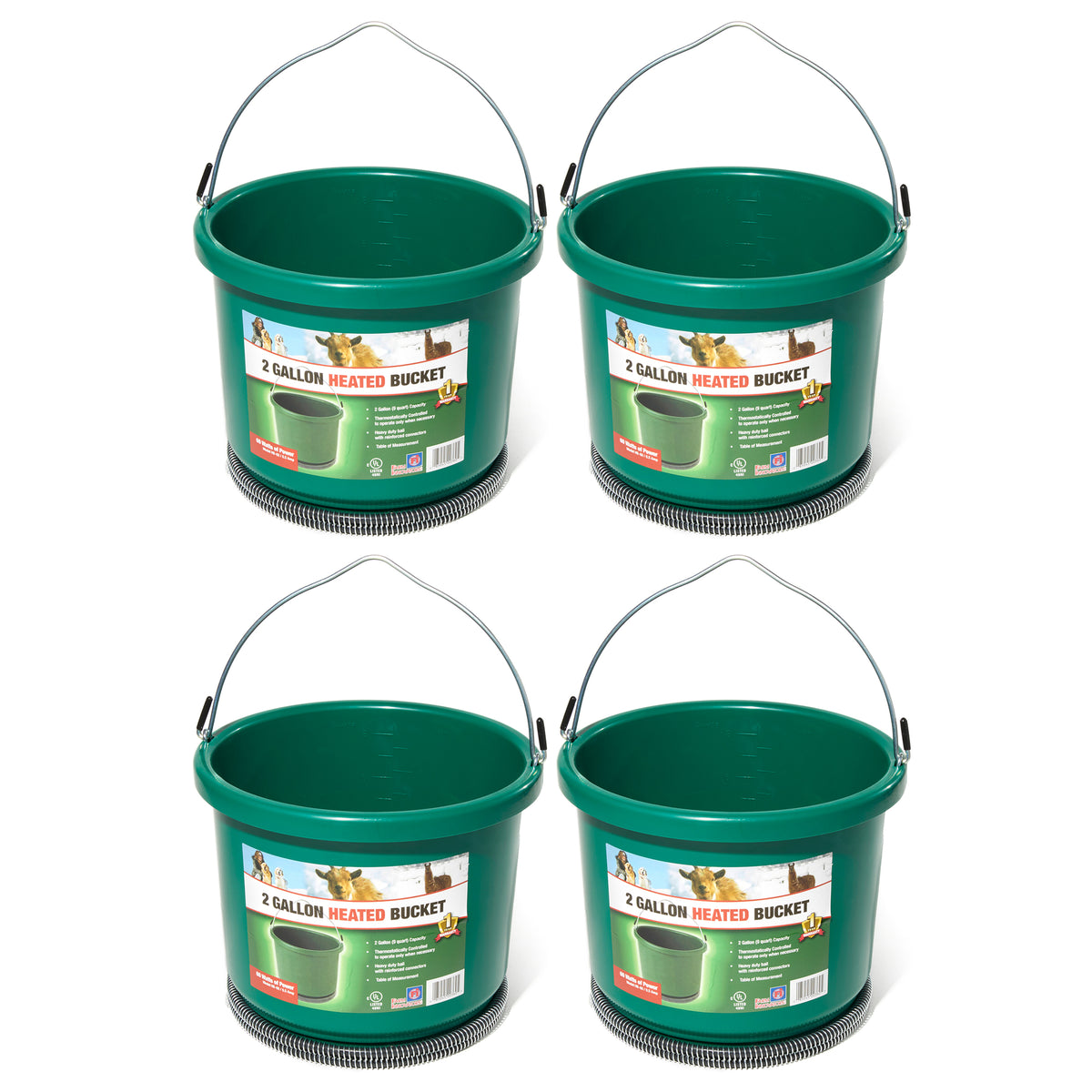 Farm Innovators Model Oversized 2 Gallon Plastic Heated Bucket, 60 Watt (4 Pack)
