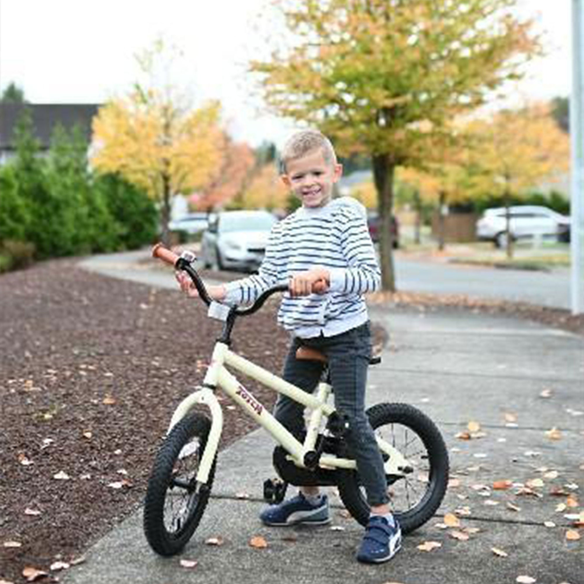 JOYSTAR Totem Kids Bike for Boys Ages 2-4 w/Training Wheels, 12",Ivory(Open Box) - VMInnovations