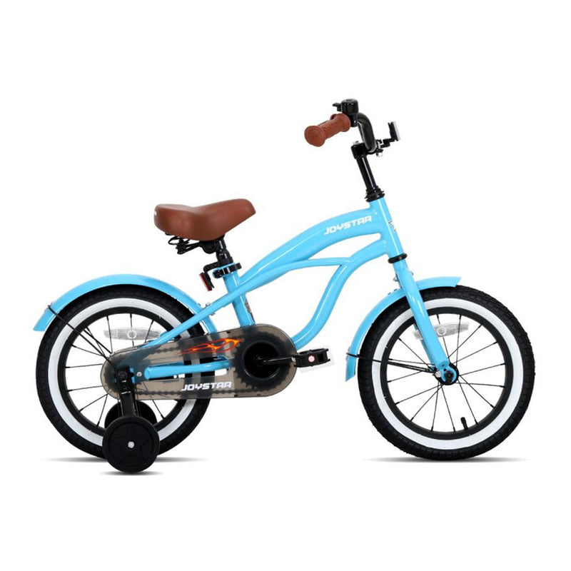 Joystar Aquaboy 14 Inch Kids Cruiser Bike w/ Training Wheels, Ages 3 to 5, Blue