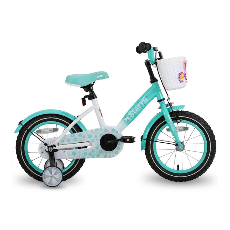 Joystar Starry 14 In Kids Bike Ages 3-5 w/ Training Wheels & Basket, Mint Green