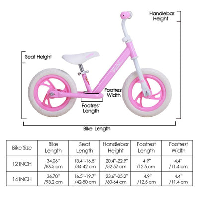 Joystar Roadster No Pedal 14" 2 to 5yr Kids Toddler Training Balance Bike, Pink