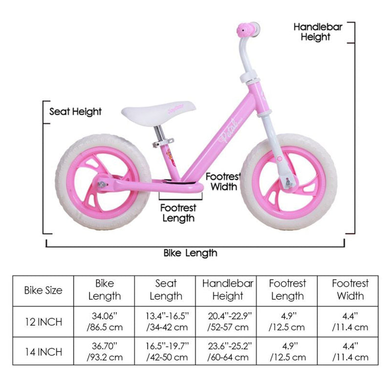 Joystar Roadster No Pedal 14" 2 to 5yr Kids Toddler Training Balance Bike, Pink