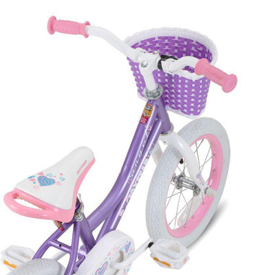JOYSTAR Angel Kids Bike for Girls Ages 2-4 w/ Training Wheels, 12 Inch, Purple