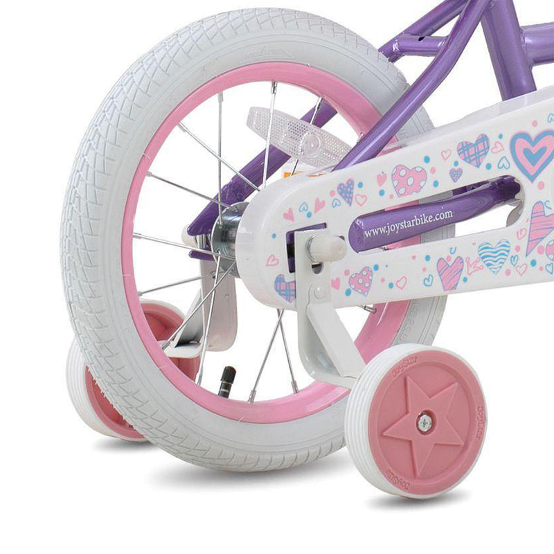 JOYSTAR Angel Kids Bike for Girls Ages 2-4 w/ Training Wheels, 12 Inch, Purple