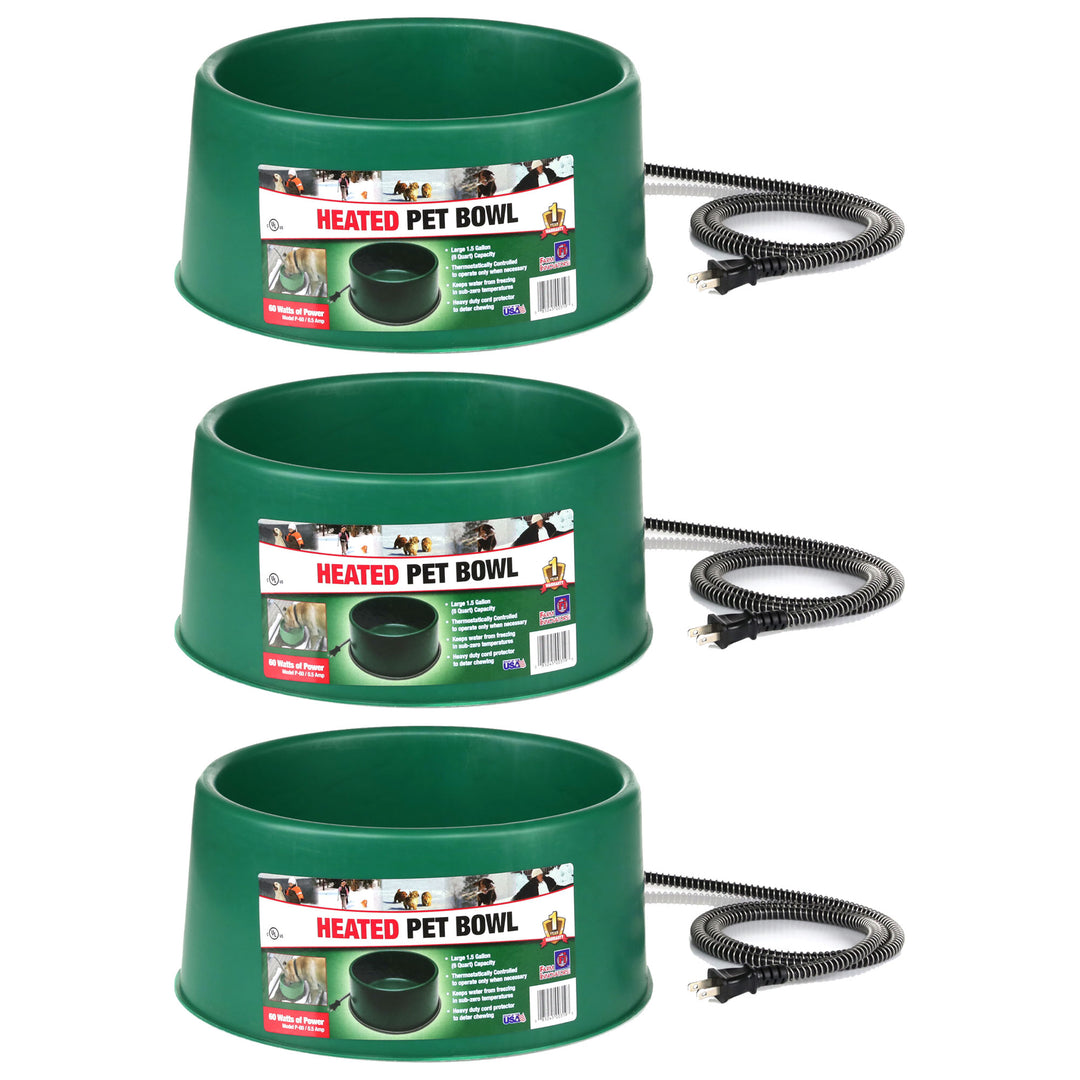 Farm Innovators P-60 1.5 Gallon Electric Heated Pet Water Bowl, 60 Watt, 3 Pack