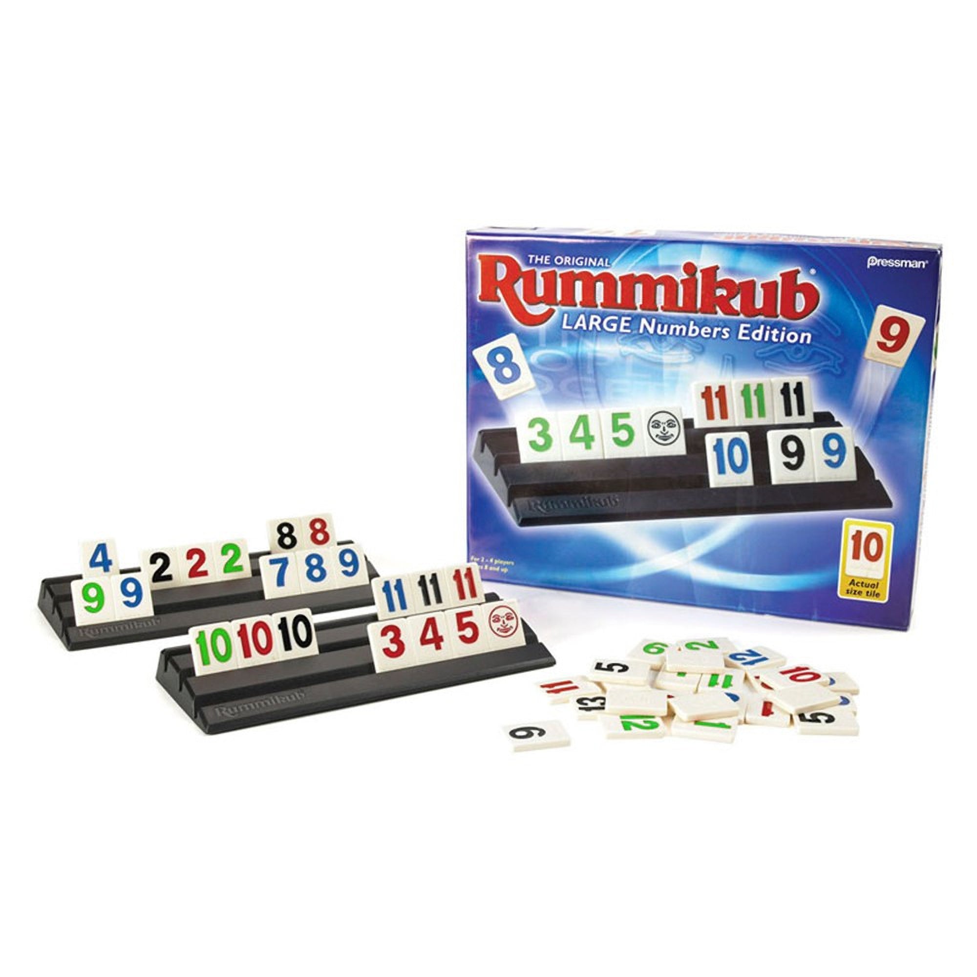 JAX Sequence Jumbo Edition with Pressman Rummikub Large Numbers Edition, Blue