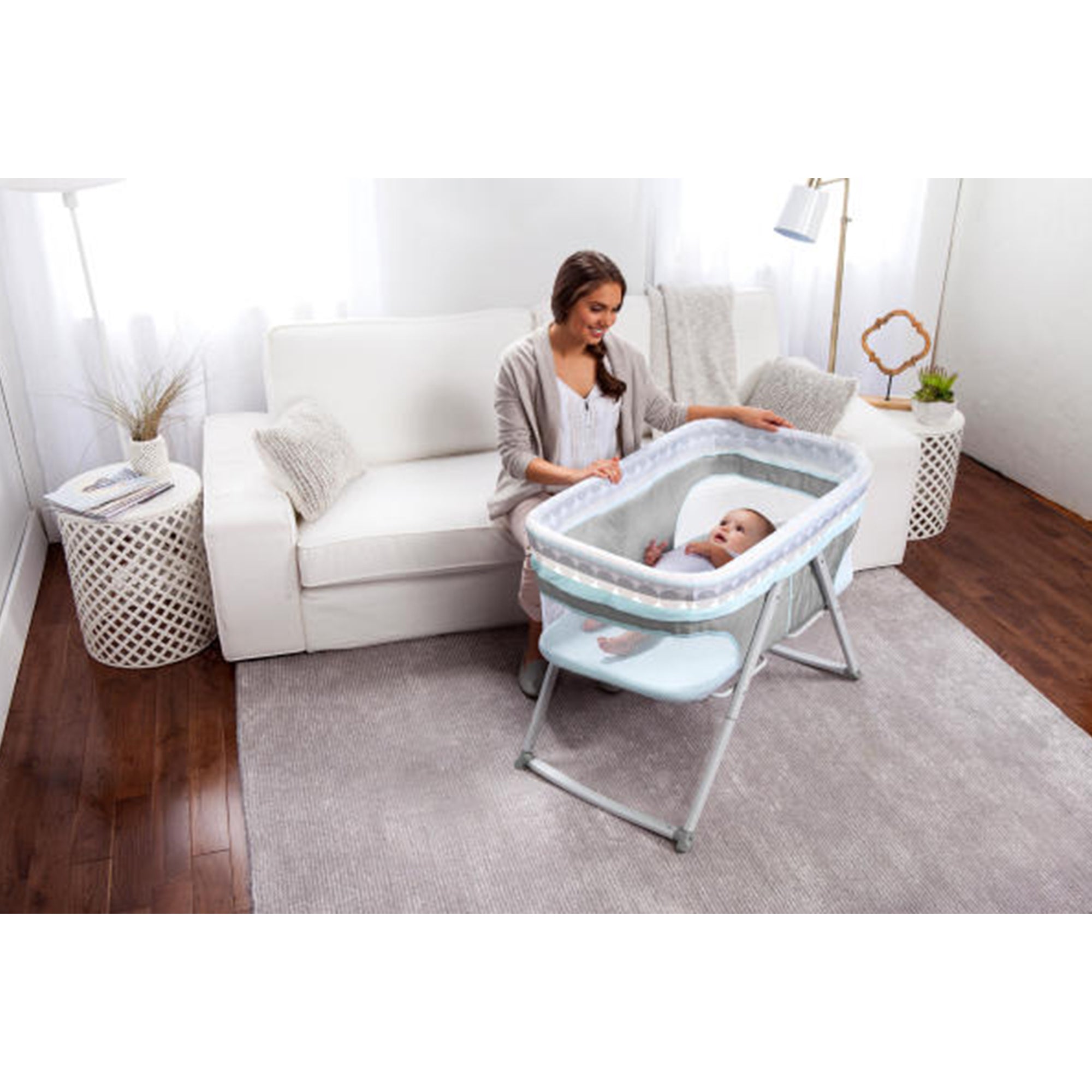 Ingenuity FoldAway Travel Rocking Baby Sleeper Bassinet w/ Mesh Sides (Open Box) - VMInnovations