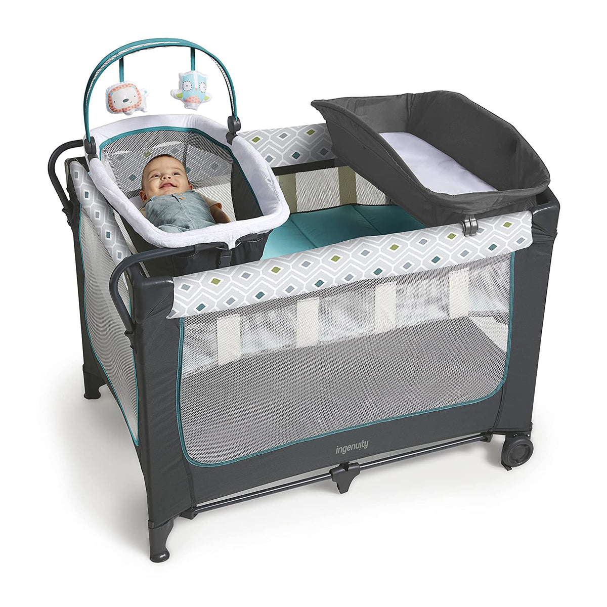 Ingenuity Smart and Simple Packable Portable Playard Pen w/ Changing Table, Nash - VMInnovations