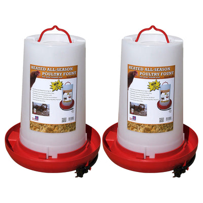 Farm Innovators Heated Plastic Hanging Poultry Water Fountain, Red (2 Pack)