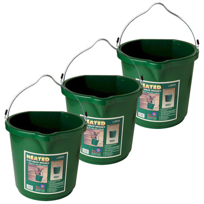Farm Innovators Oversized 5 Gallon Plastic Flat Heated Bucket, 120 Watt (3 Pack)