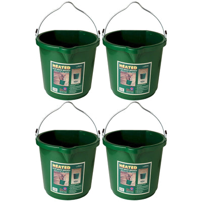 Farm Innovators Oversized 5 Gallon Plastic Flat Heated Bucket, 120 Watt (4 Pack)
