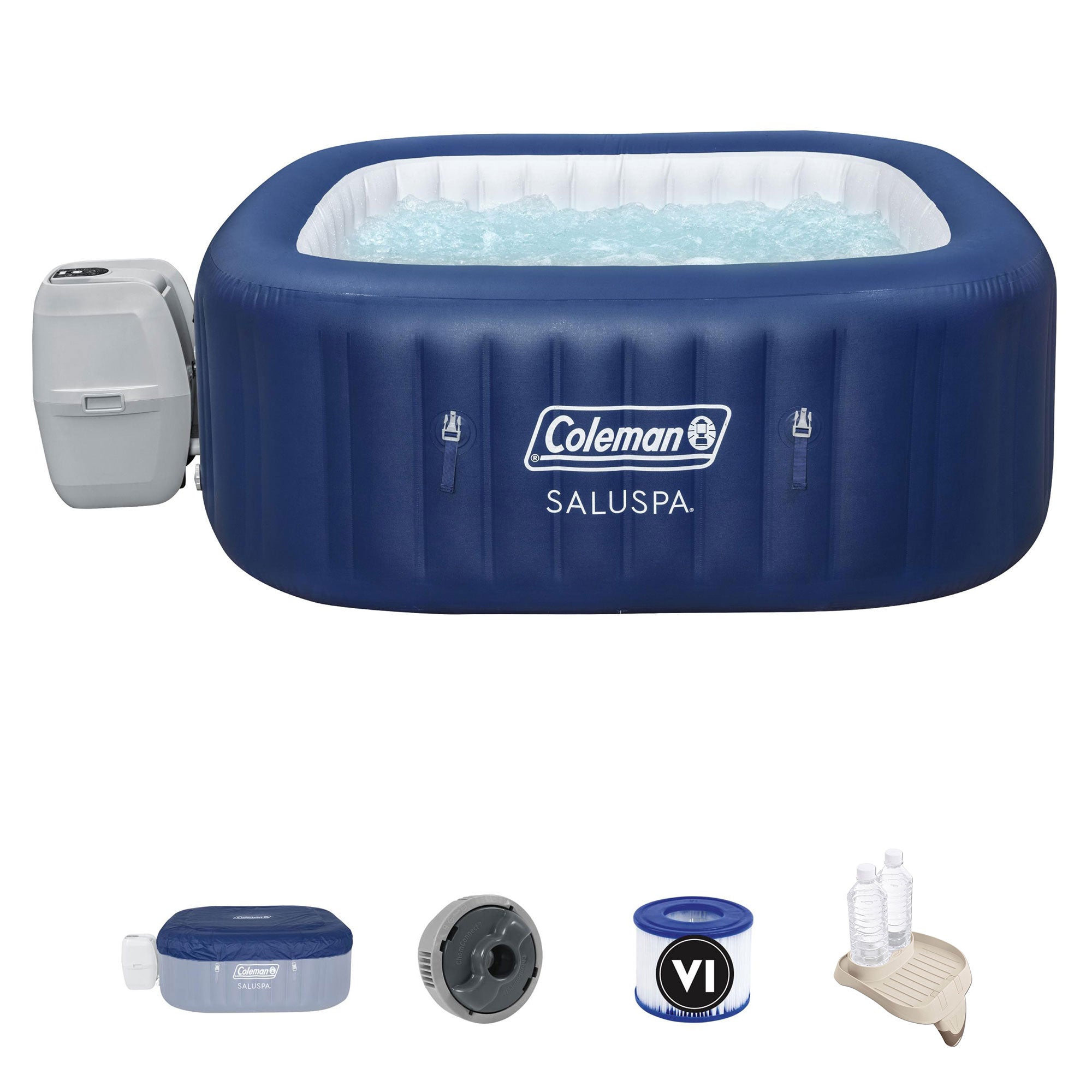 Coleman SaluSpa Inflatable Hot Tub w/Intex PureSpa Attachable Cup Holder & Tray