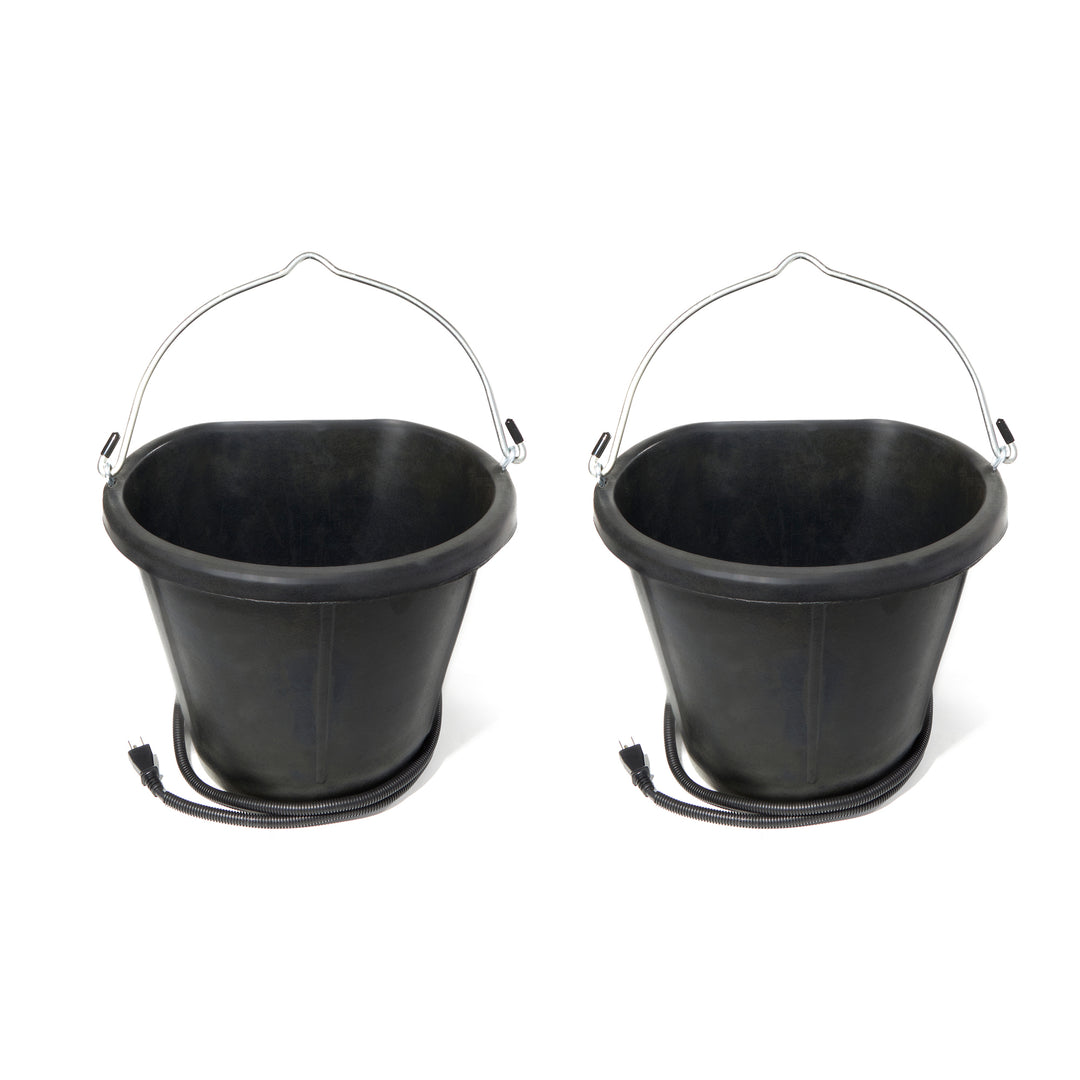 Farm Innovators 18 Qt Rubber Flat Back Heated Bucket w/ Guard, 90 Watt (2 Pack)