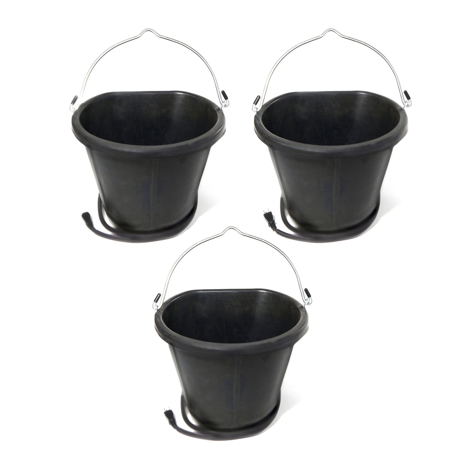 Farm Innovators 18 Qt Rubber Flat Back Heated Bucket w/ Guard, 90 Watt (3 Pack) - VMInnovations