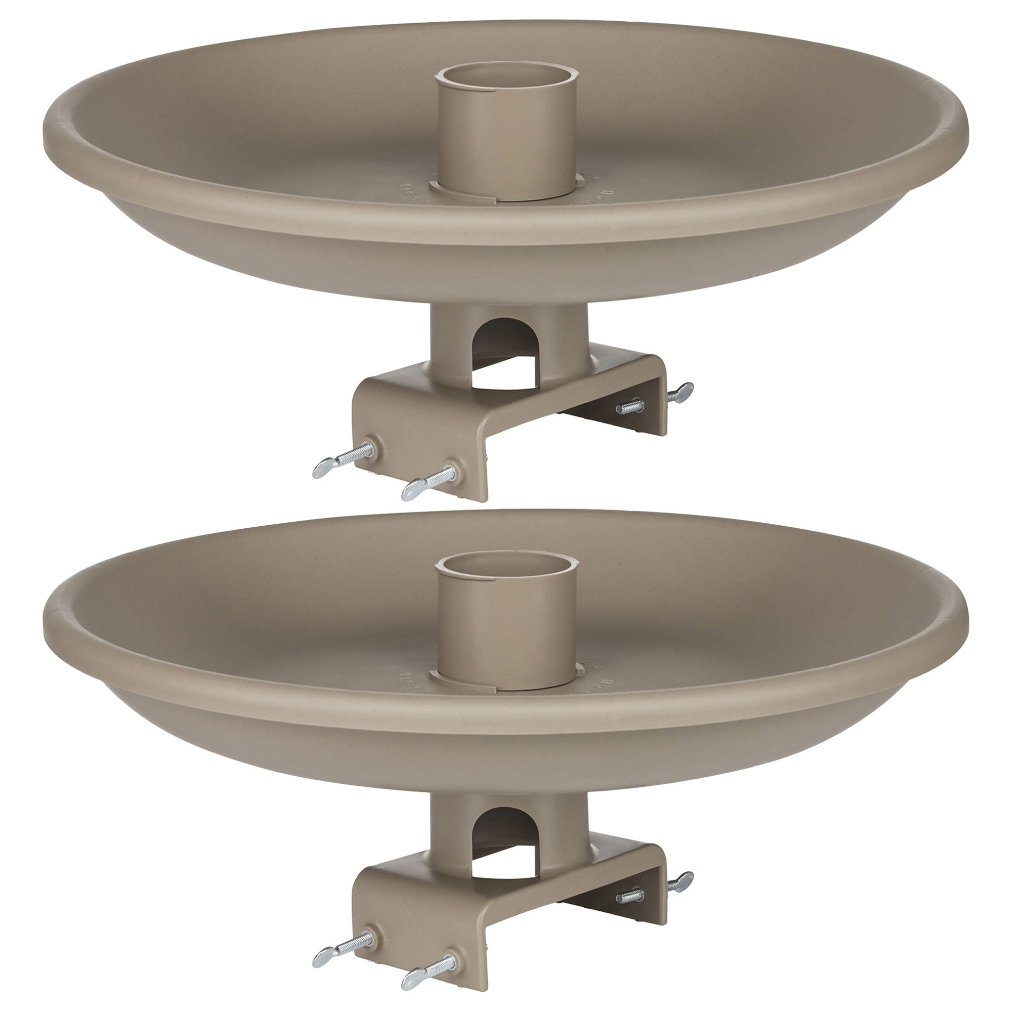 Farm Innovators Outdoor Plastic Heated Birdbath w/Deck Mount & Perch (2 Pack)