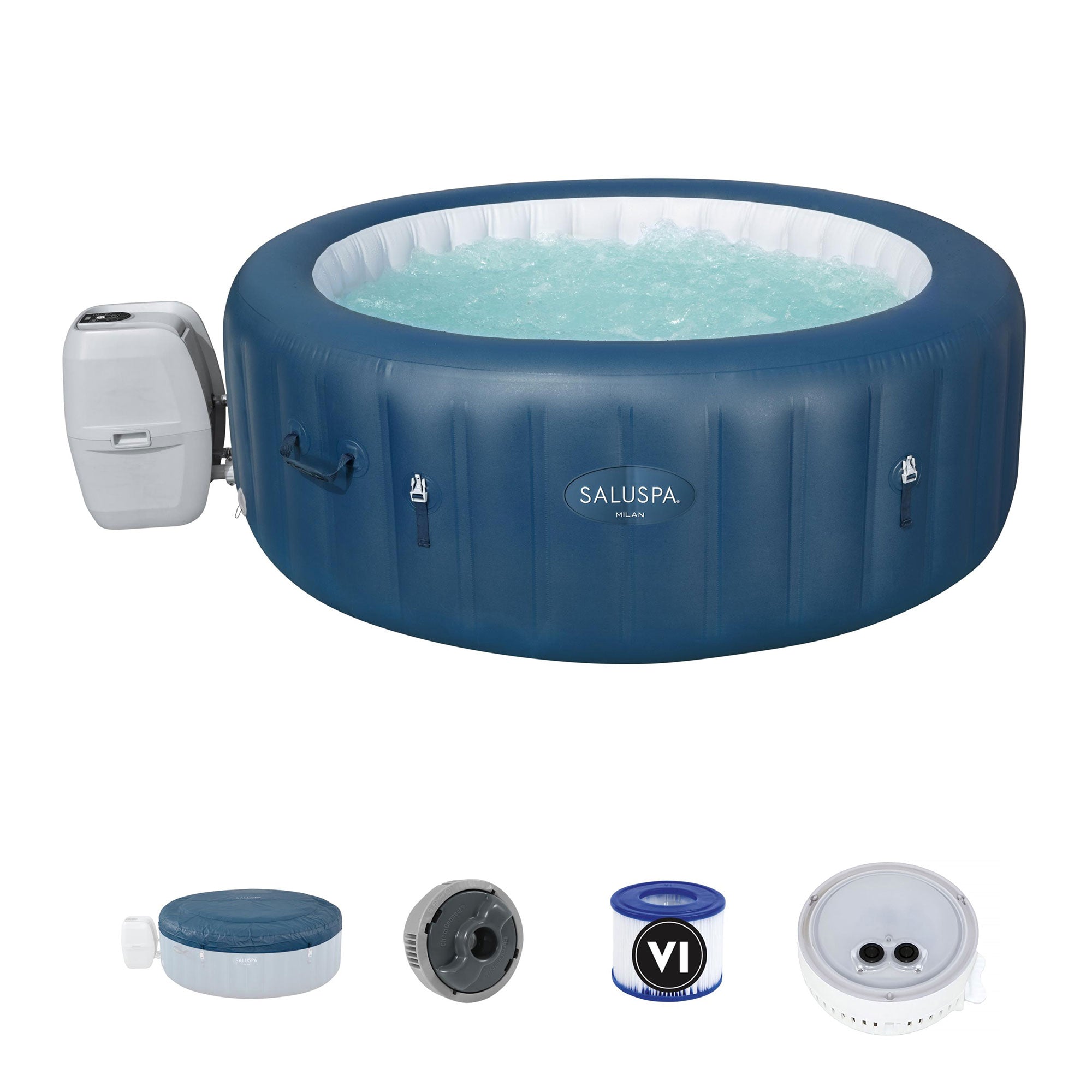 Bestway SaluSpa Milan Airjet Plus Portable Inflatable Hot Tub w/ Intex LED Light