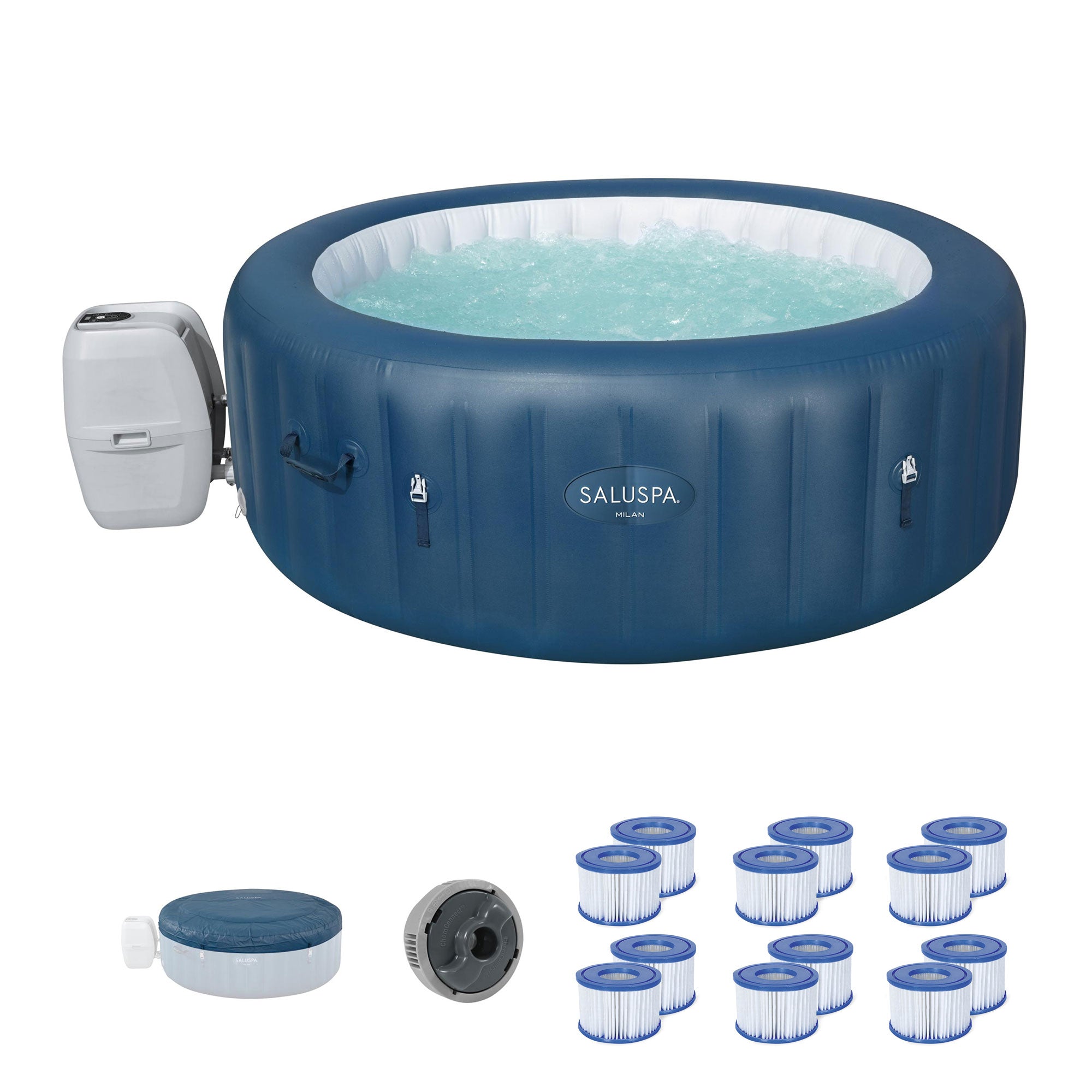 Bestway SaluSpa Milan Airjet Plus Hot Tub & 12 Coleman Type VI Filter Cartridges